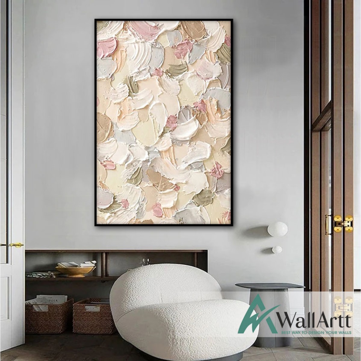 Soft Tones Abstract 3d Heavy Textured Partial Oil Painting